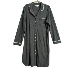 EILEEN WEST DREAM HEATHER GREY INTERLOCK SLEEP GOWN PAJAMAS SIZE LARGE